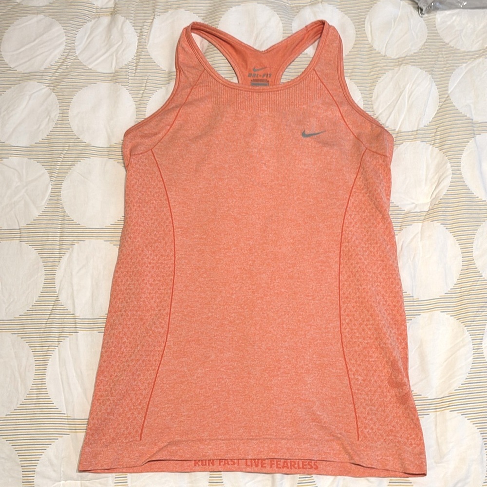 Nike Dri-Fit tank.  Pretty coral color. Medium, like new.